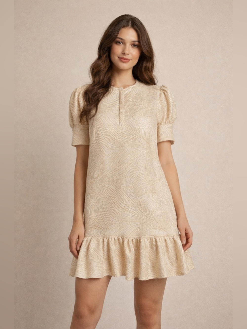 Soaked in Luxury - SLAMADO dress. Metallic gold & cream. Medium.